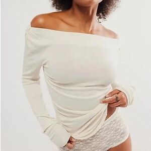 NWT Free People Intimately Free Night We Met Long Sleeve Top White Size Small